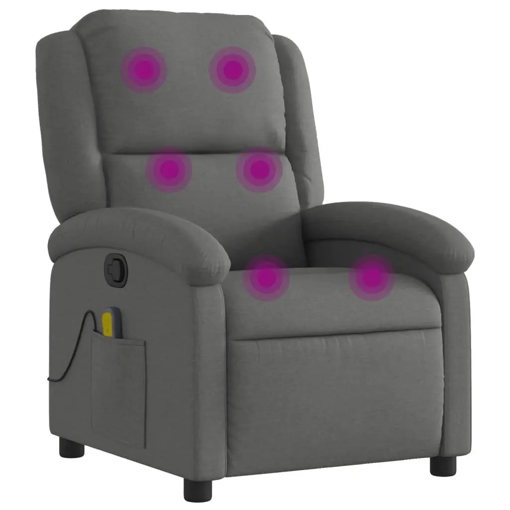 Grey Fabric Manual Recline Massage Recliner Chair