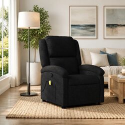 Black Fabric Massage Recliner Chair with Manual Recline