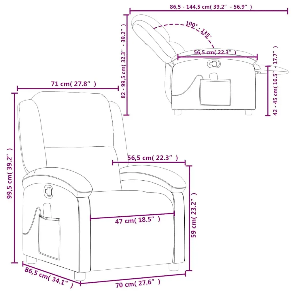 Black Fabric Massage Recliner Chair with Manual Recline