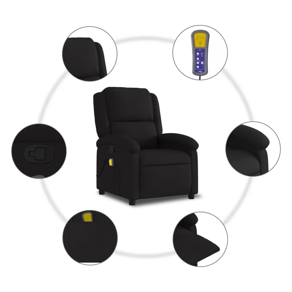 Black Fabric Massage Recliner Chair with Manual Recline