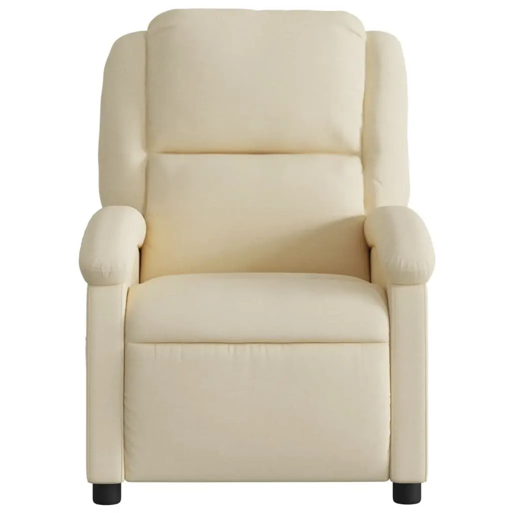 Massage Recliner Chair Cream Fabric Manual Recline Adjustable Footrest Vibration