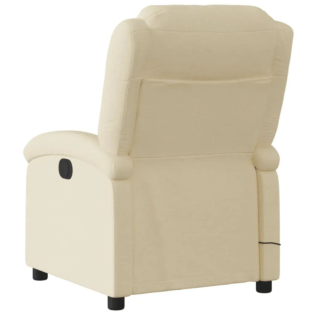 Massage Recliner Chair Cream Fabric Manual Recline Adjustable Footrest Vibration