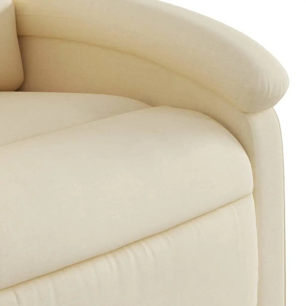 Massage Recliner Chair Cream Fabric Manual Recline Adjustable Footrest Vibration