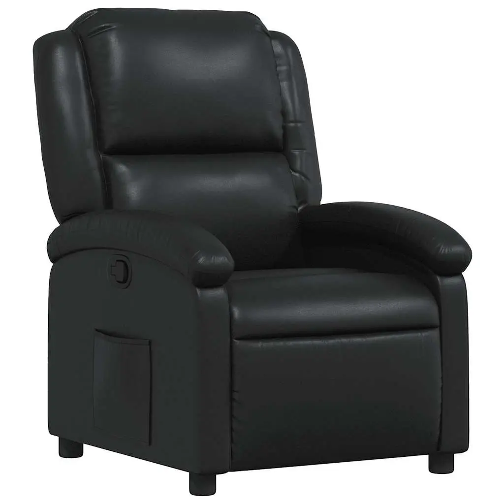 Recliner Chair Black Faux Leather Manual Reclining Armchair