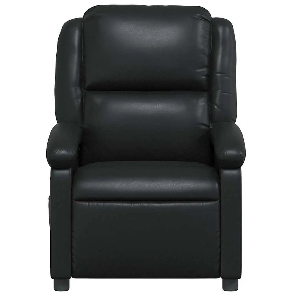 Recliner Chair Black Faux Leather Manual Reclining Armchair