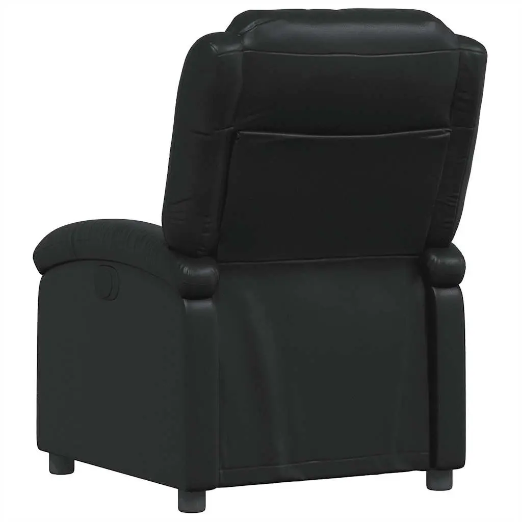 Recliner Chair Black Faux Leather Manual Reclining Armchair