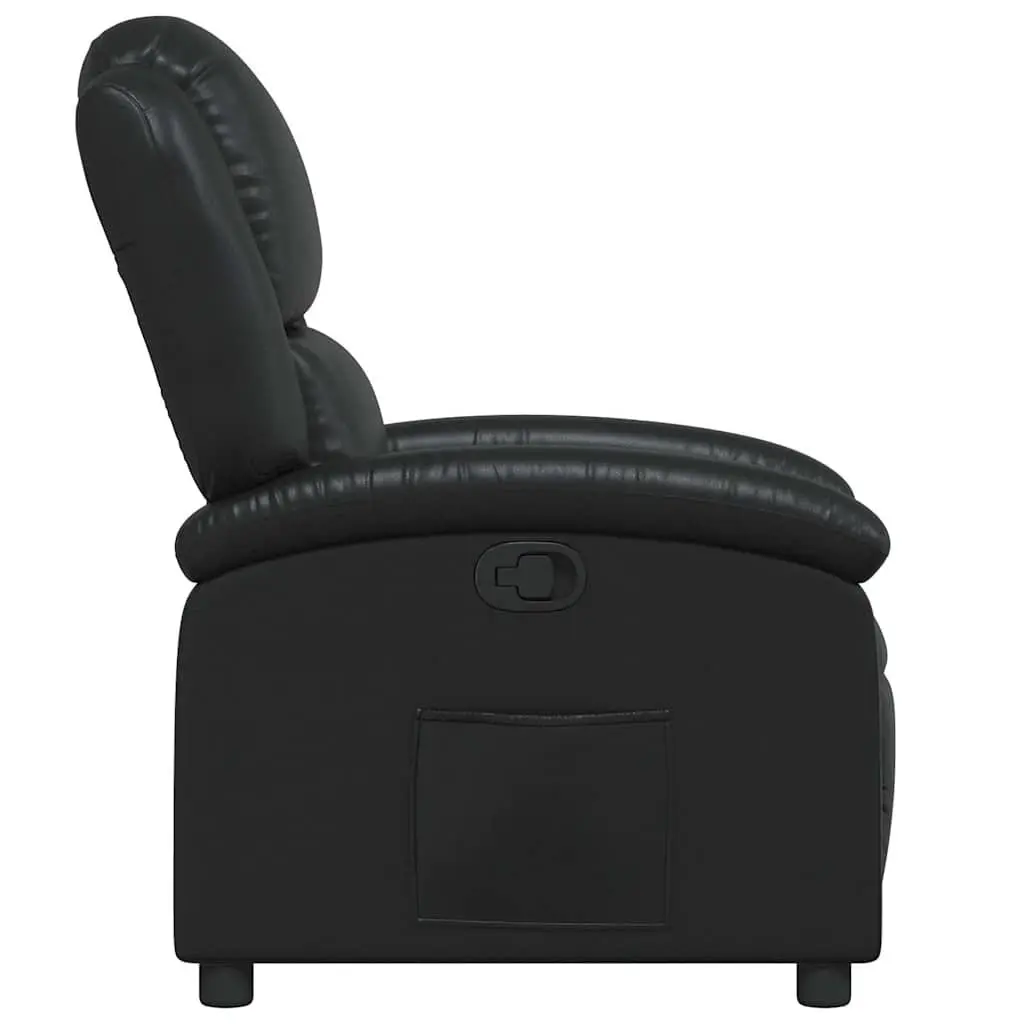 Recliner Chair Black Faux Leather Manual Reclining Armchair