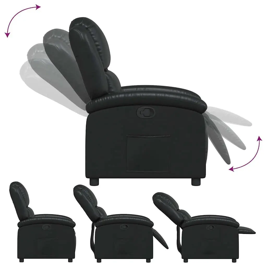 Recliner Chair Black Faux Leather Manual Reclining Armchair