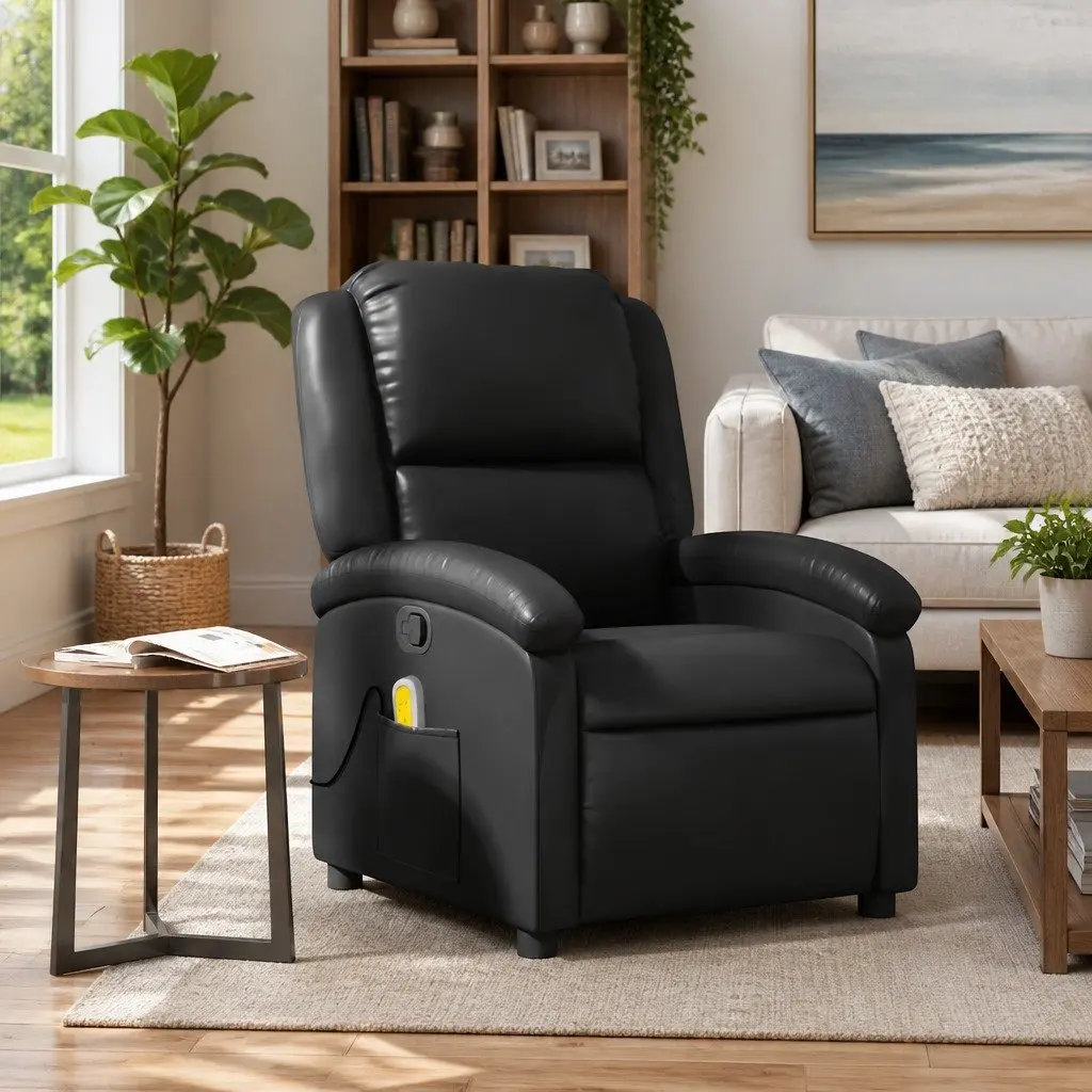 Massage Recliner Armchair Manual Reclining Footrest Vibration Lounge Chair