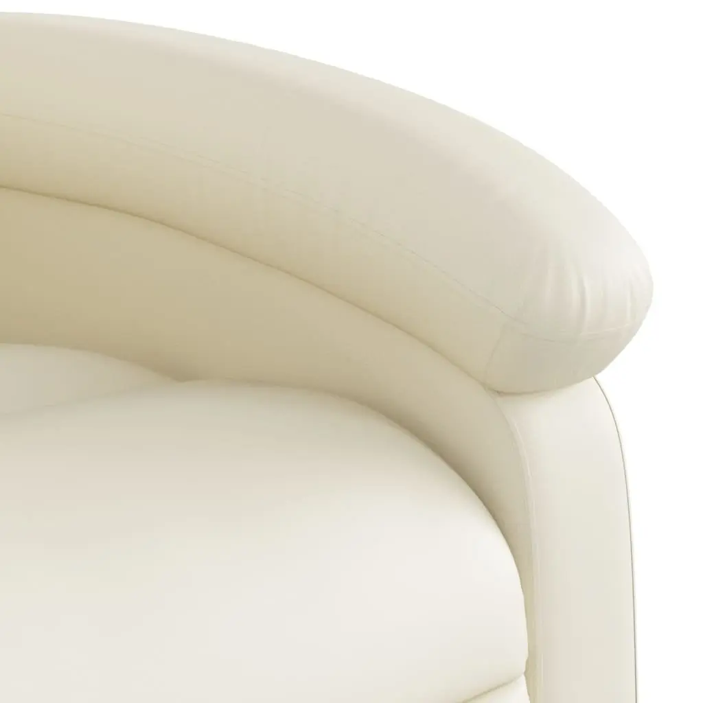 Massage Recliner Chair Cream Faux Leather Manual Recline Armchair with Vibration Massage System