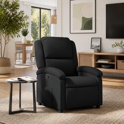 Black Manual Recliner Armchair with Padded Seat