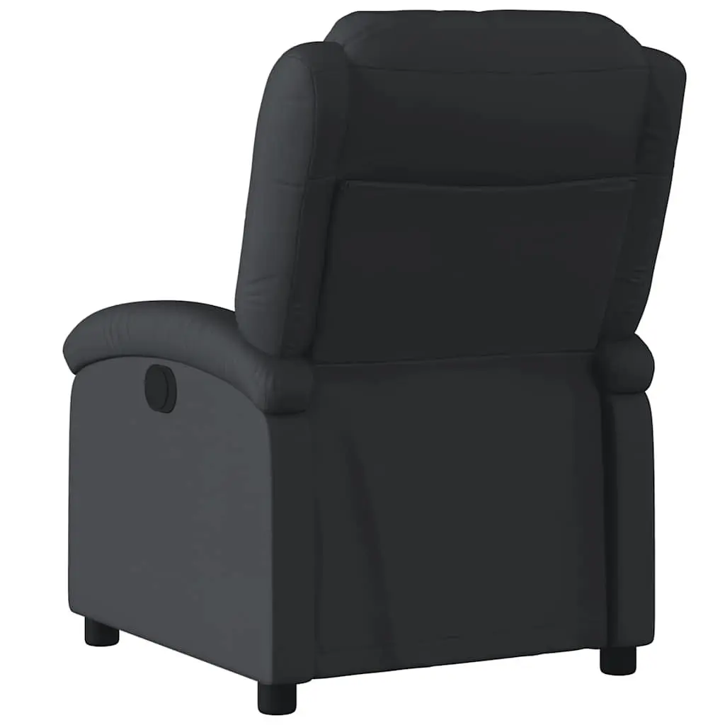 Recliner Armchair Black Manual Reclining Function Padded Seat Wide Arms Leather