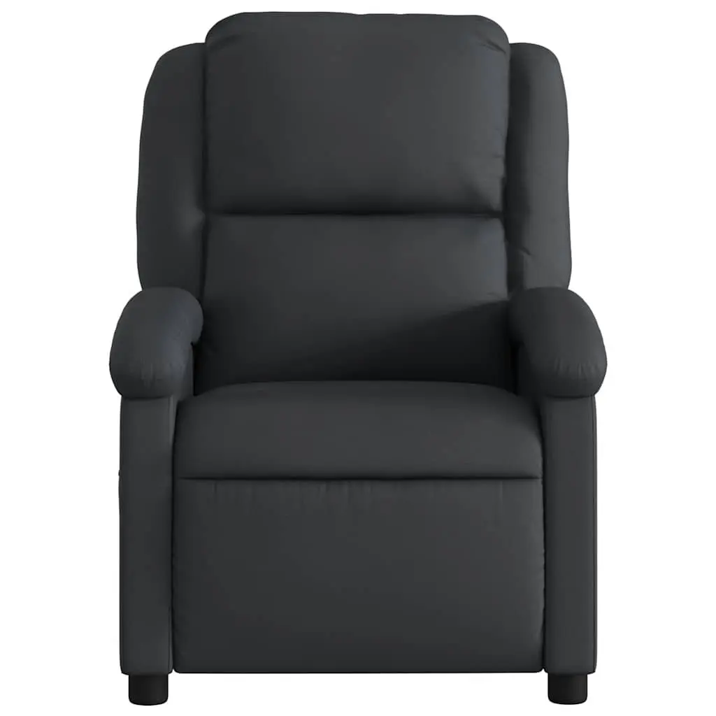 Recliner Armchair Black Manual Reclining Function Padded Seat Wide Arms Leather