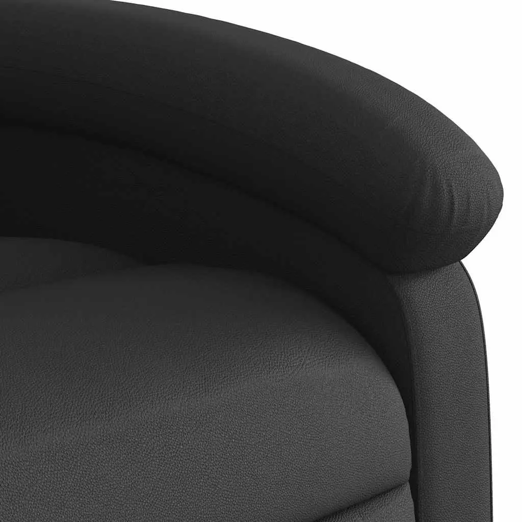 Recliner Armchair Black Manual Reclining Function Padded Seat Wide Arms Leather