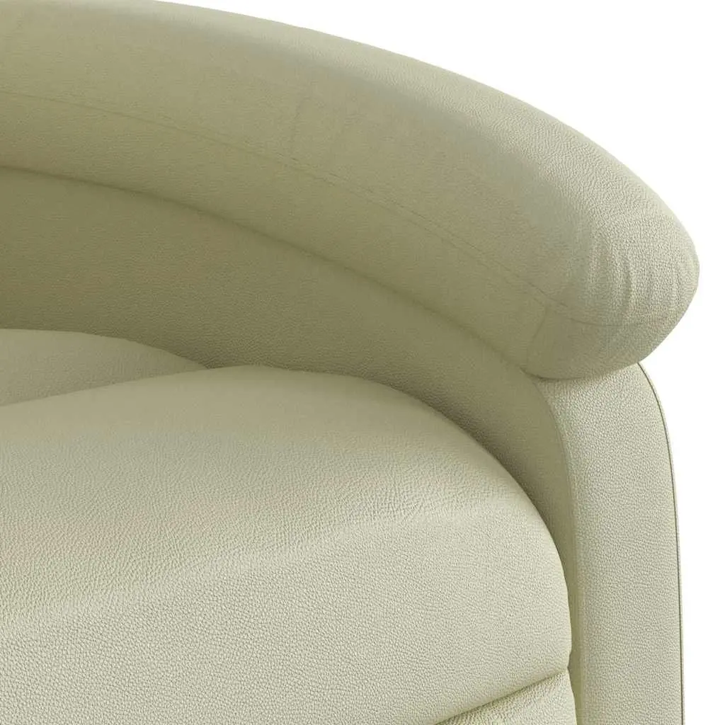 Recliner Armchair Manual Reclining Function Cream Real Leather Comfortable