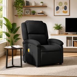 Black Manual Reclining Massage Armchair with Vibration