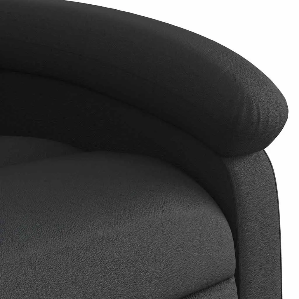 Massage Recliner Chair Black Manual Recline 135 Degree Real Leather 6 Point Vibration