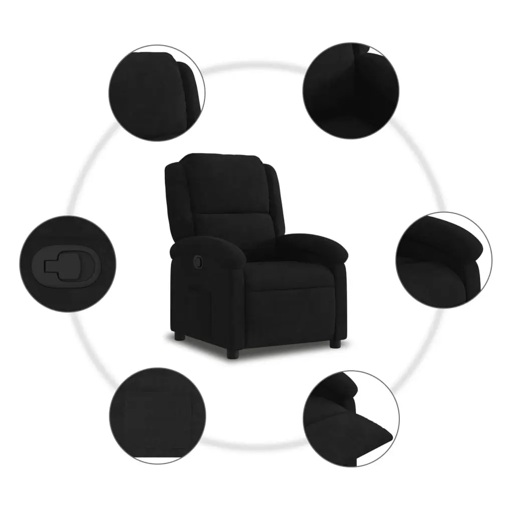 Recliner Chair Black Velvet Manual Reclining Armchair