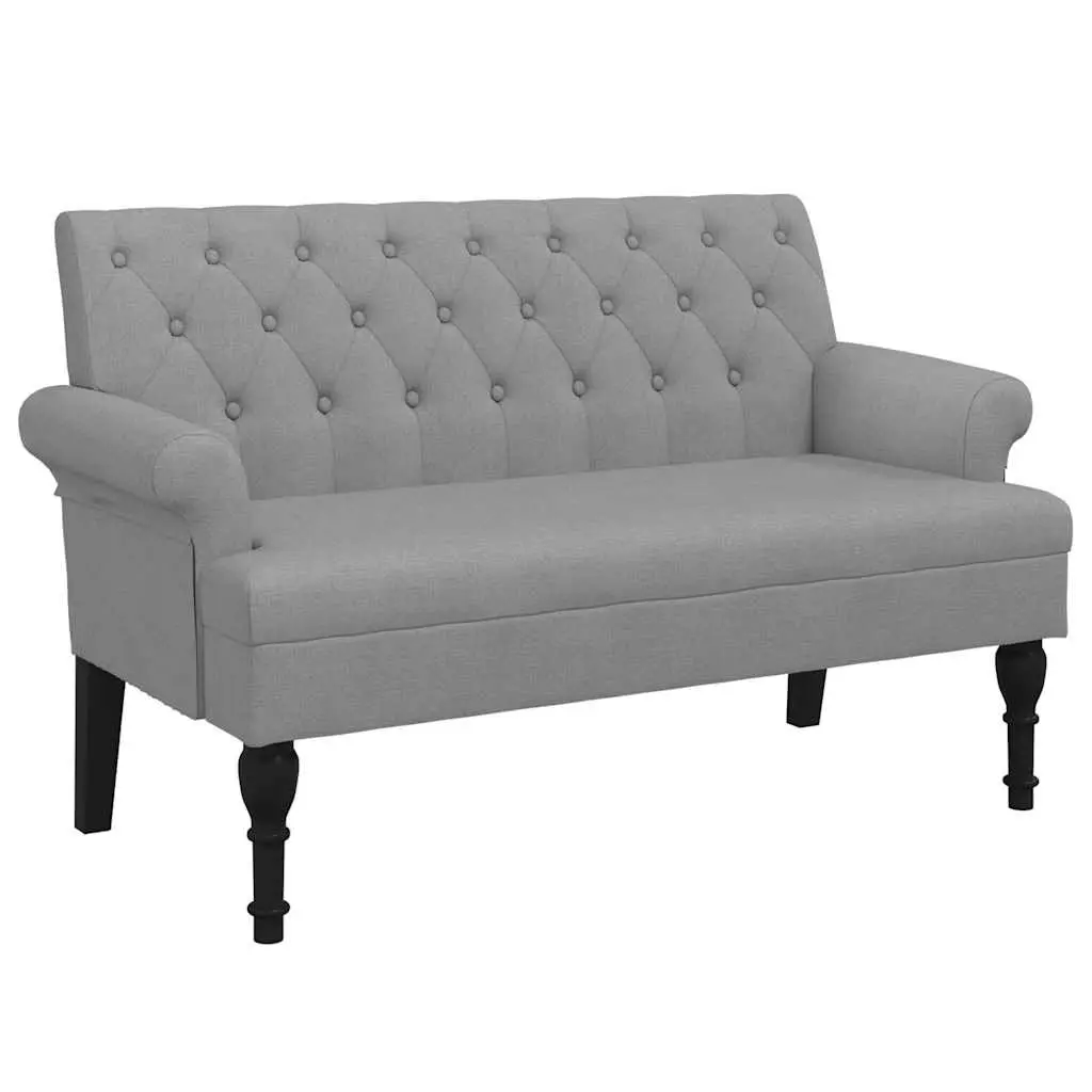Grey Fabric Bench with Backrest