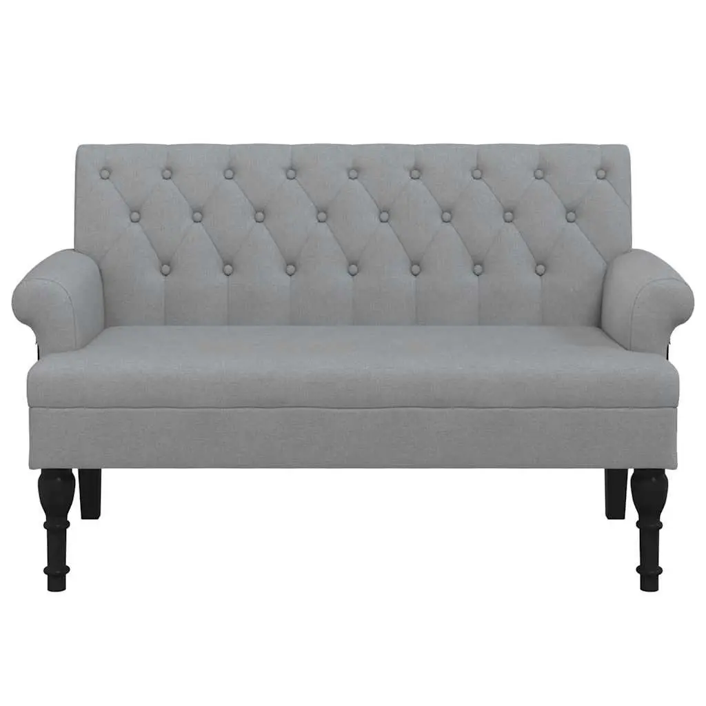 Grey Fabric Bench with Backrest