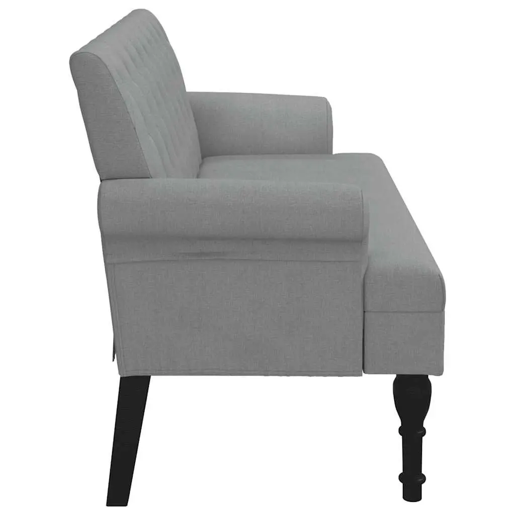 Grey Fabric Bench with Backrest
