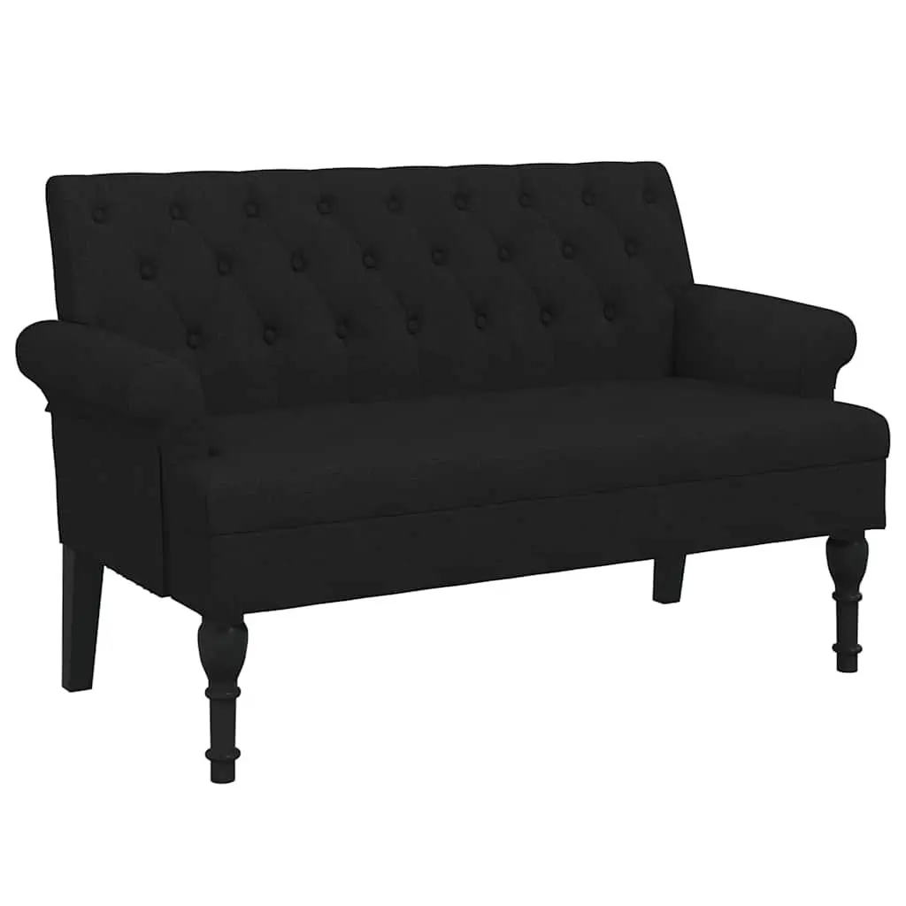 Black Fabric Bench with Backrest