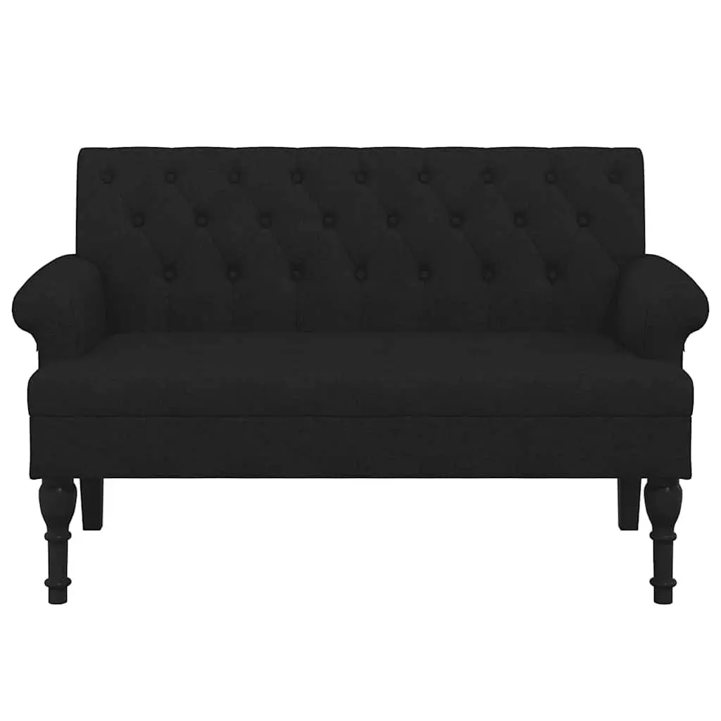 Black Fabric Bench with Backrest