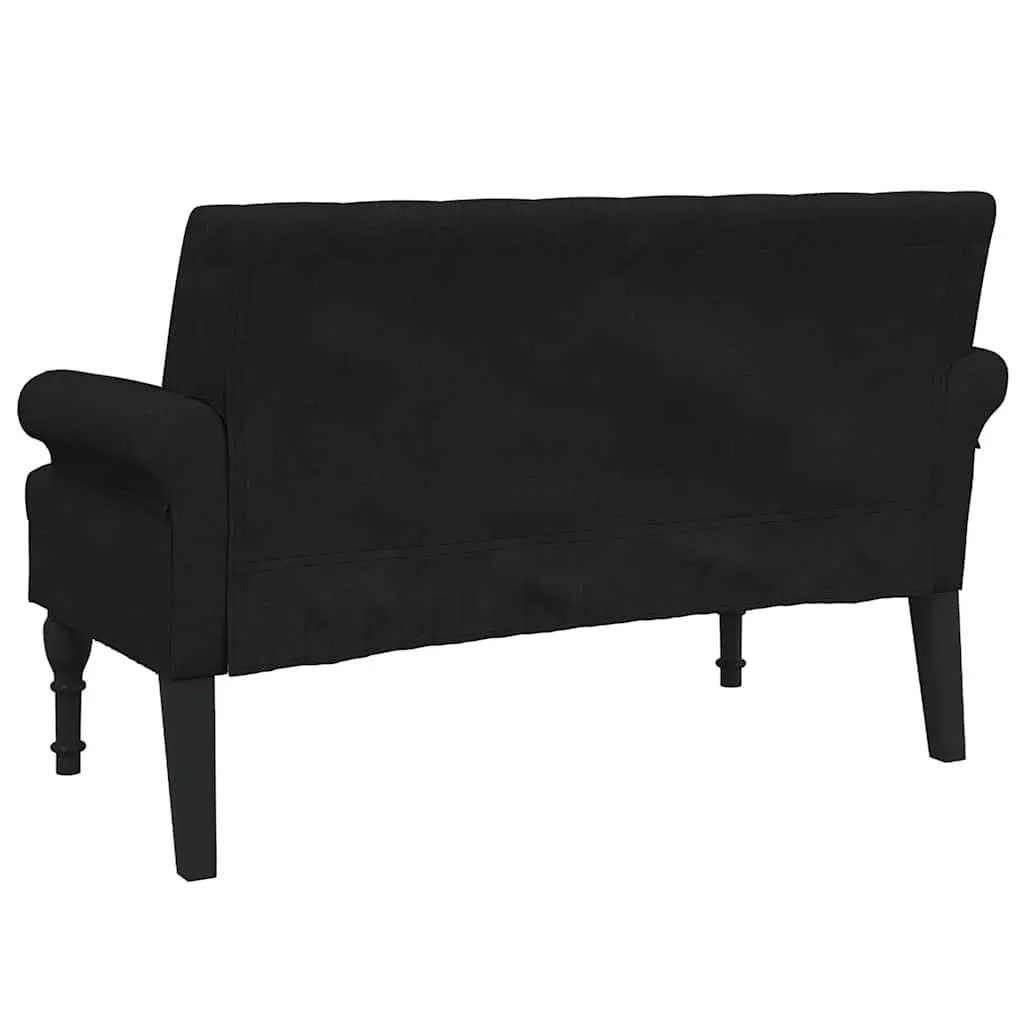 Black Fabric Bench with Backrest