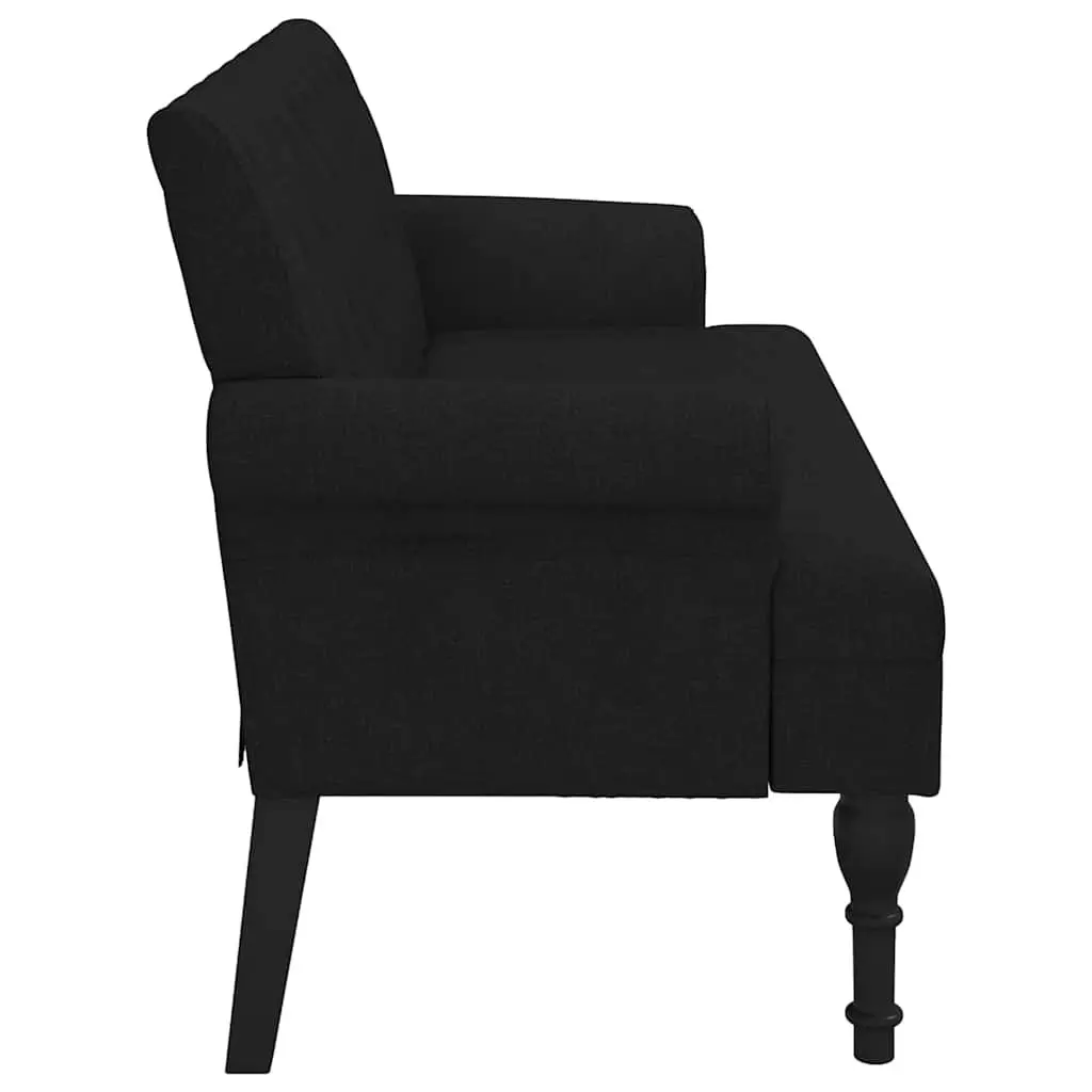 Black Fabric Bench with Backrest