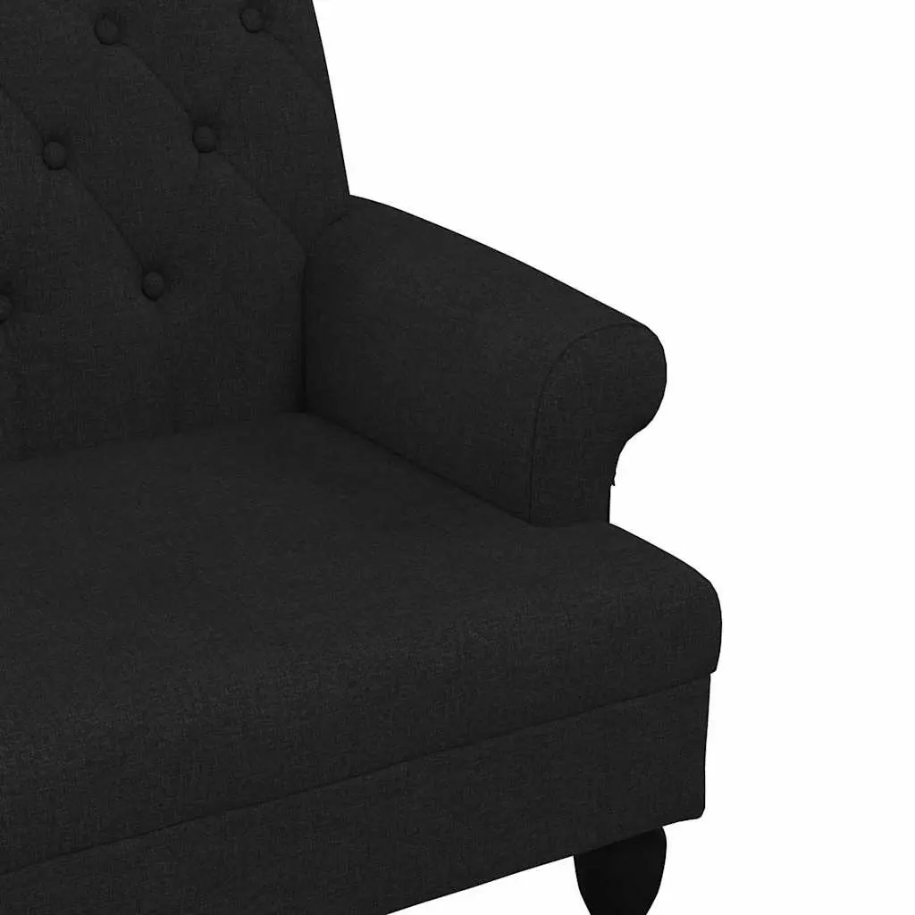 Black Fabric Bench with Backrest