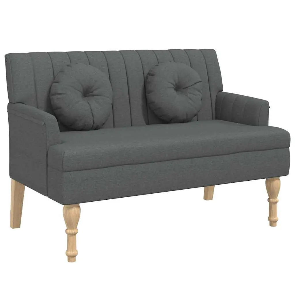 Grey Fabric Padded Bench with Cushions
