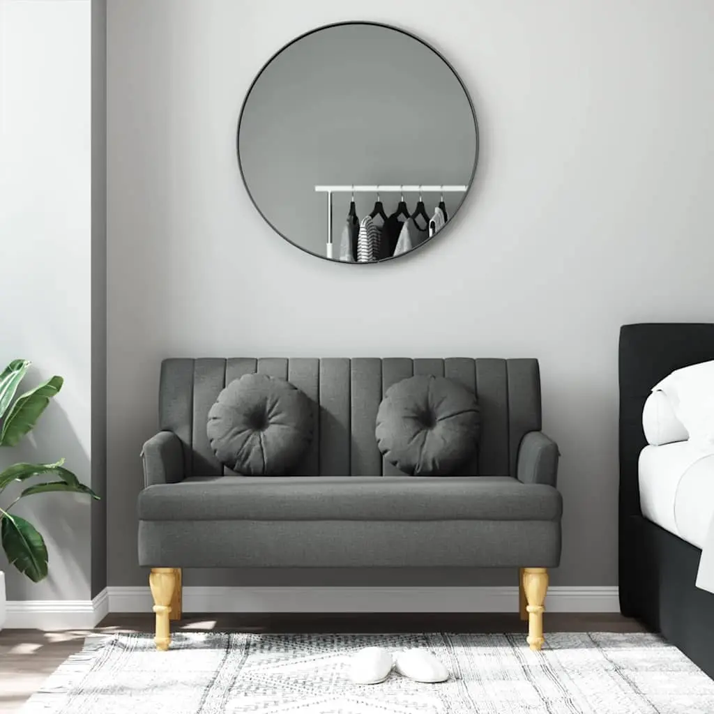 Grey Fabric Padded Bench with Cushions