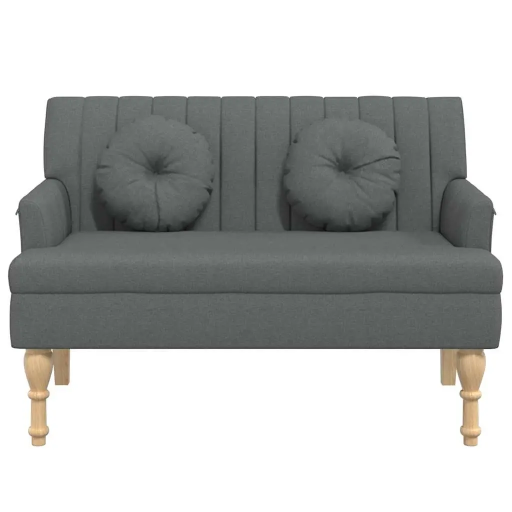 Grey Fabric Padded Bench with Cushions