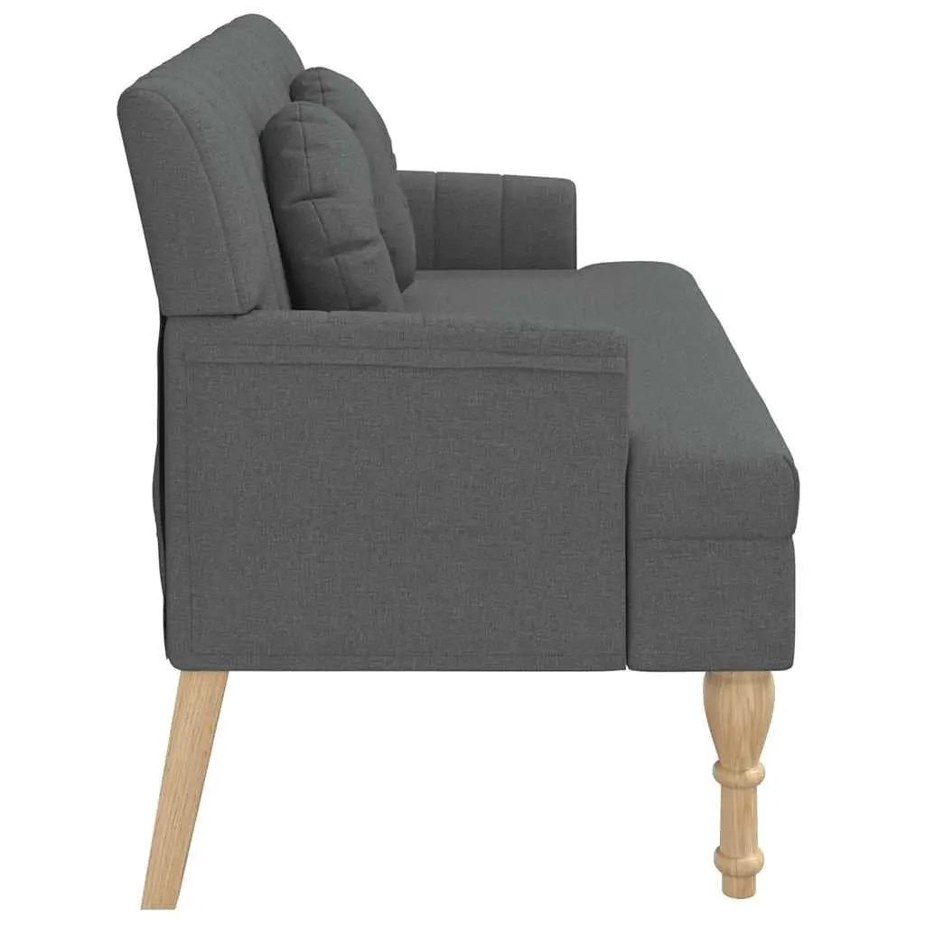 Grey Fabric Padded Bench with Cushions