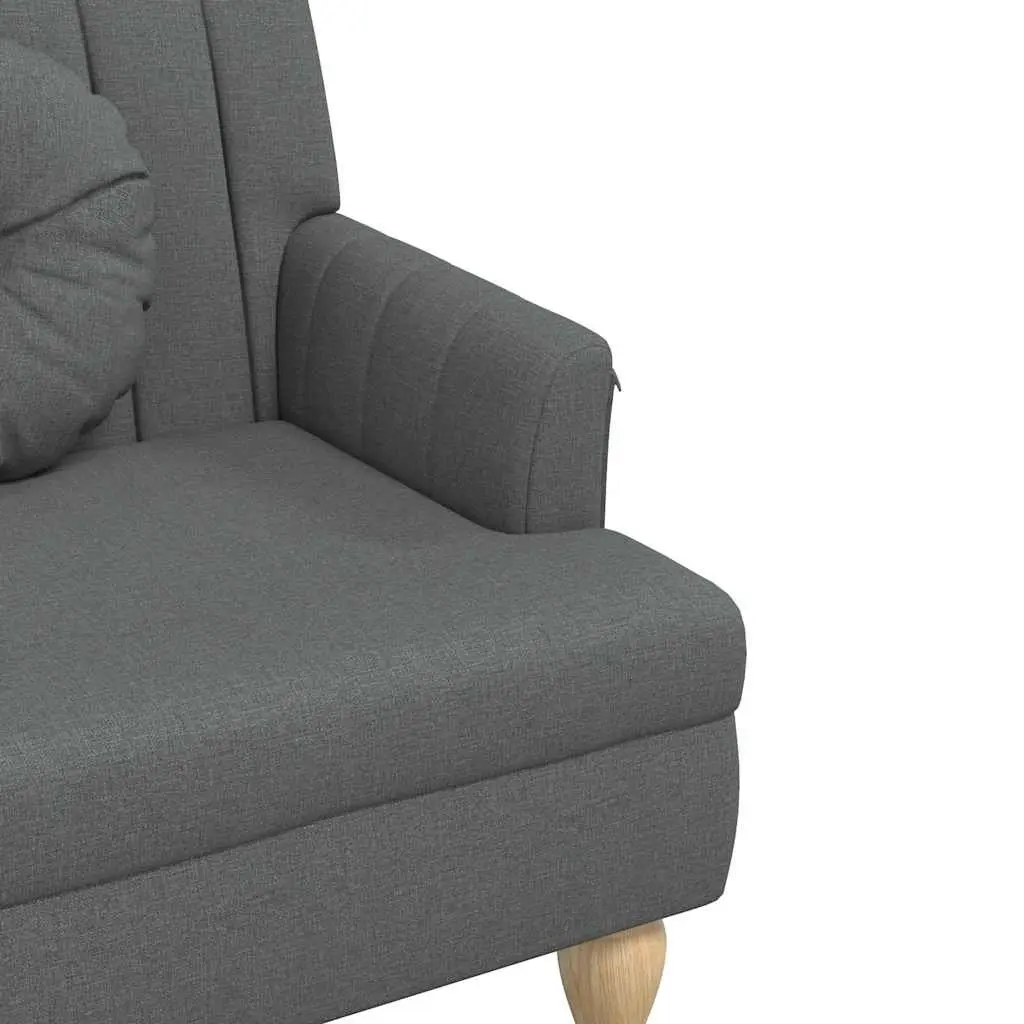 Grey Fabric Padded Bench with Cushions