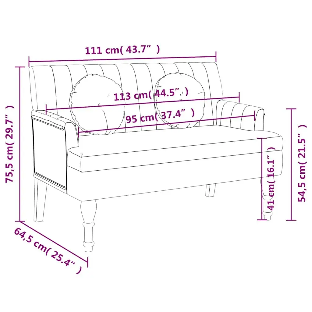 Grey Fabric Padded Bench with Cushions