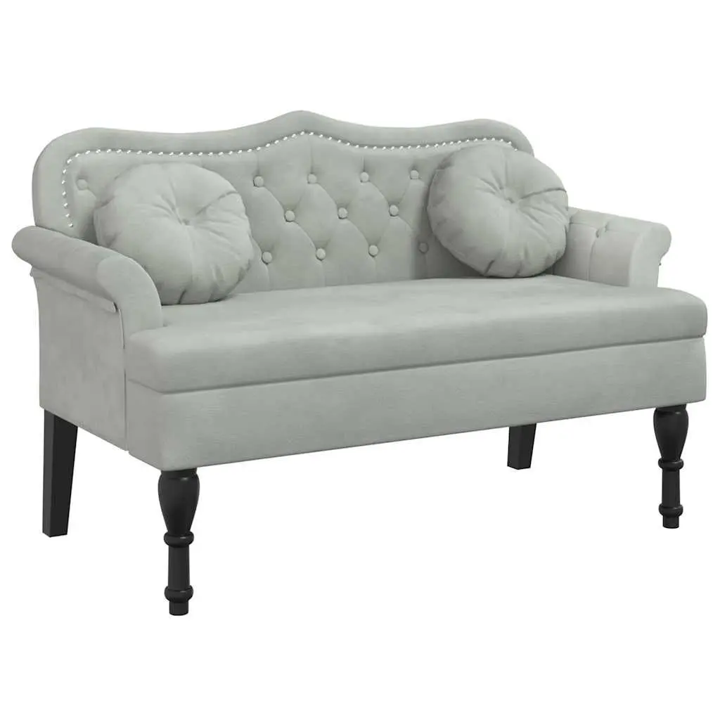 Bench with Cushions Light Grey Velvet Seating Elegant Home Office Furniture