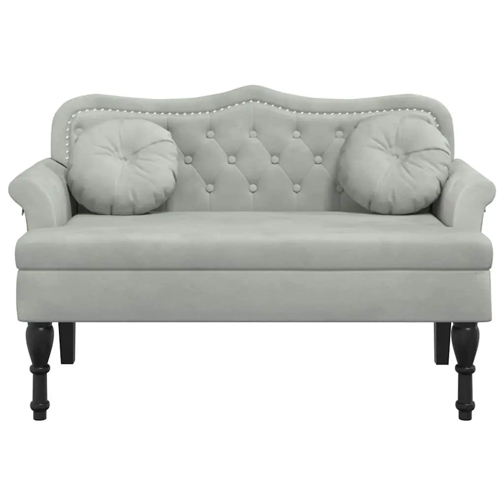 Bench with Cushions Light Grey Velvet Seating Elegant Home Office Furniture