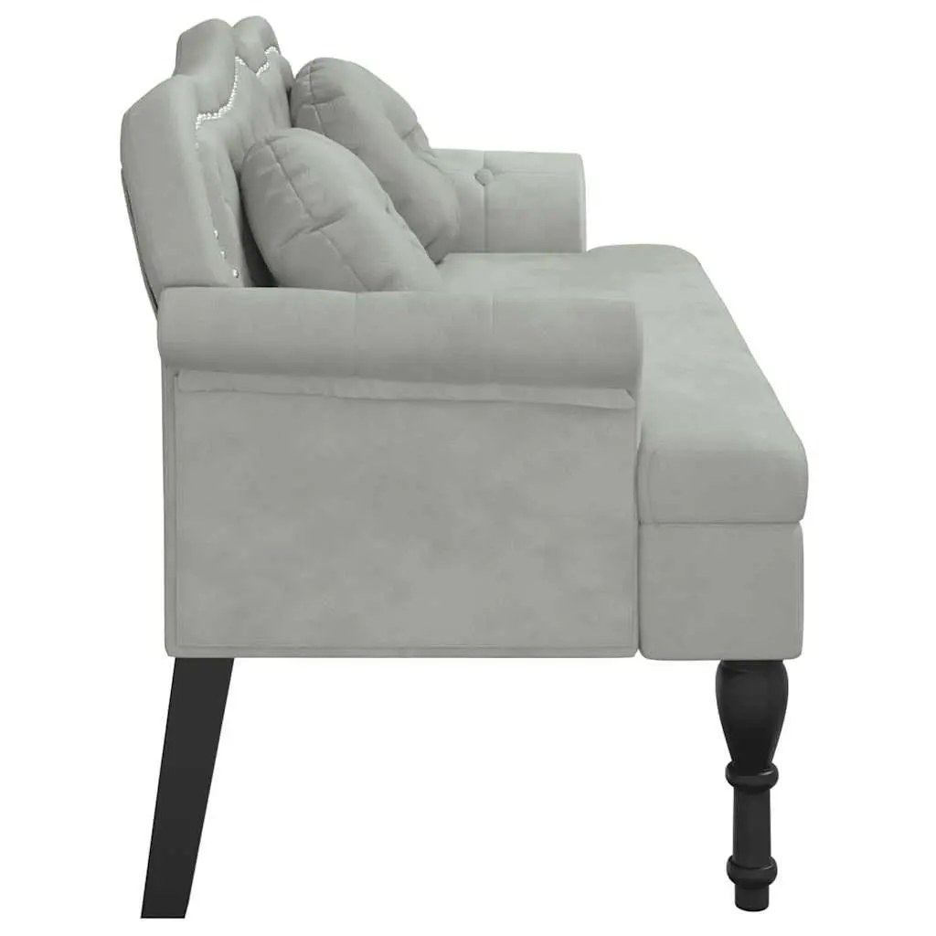 Bench with Cushions Light Grey Velvet Seating Elegant Home Office Furniture