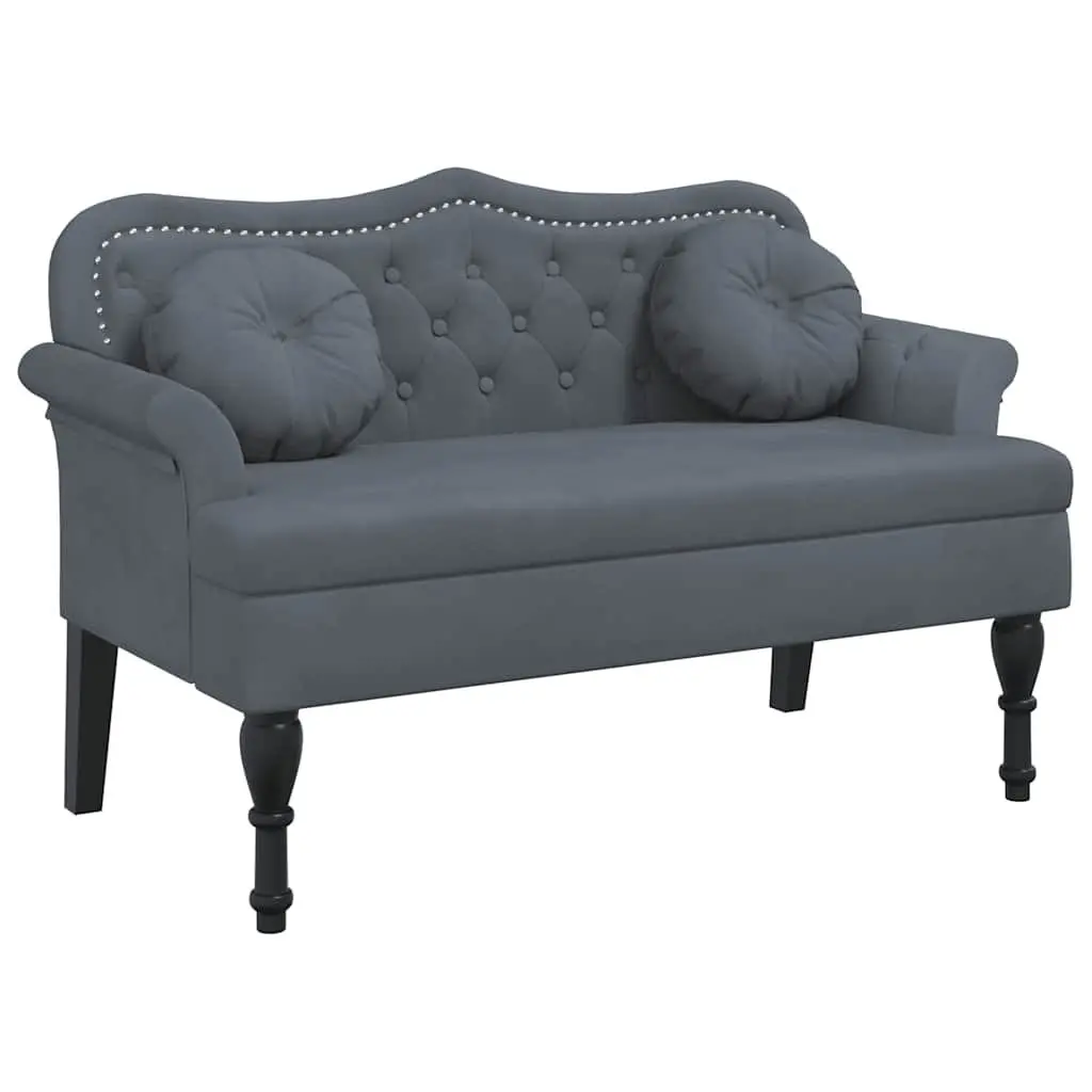 Grey Velvet Bench with Cushions