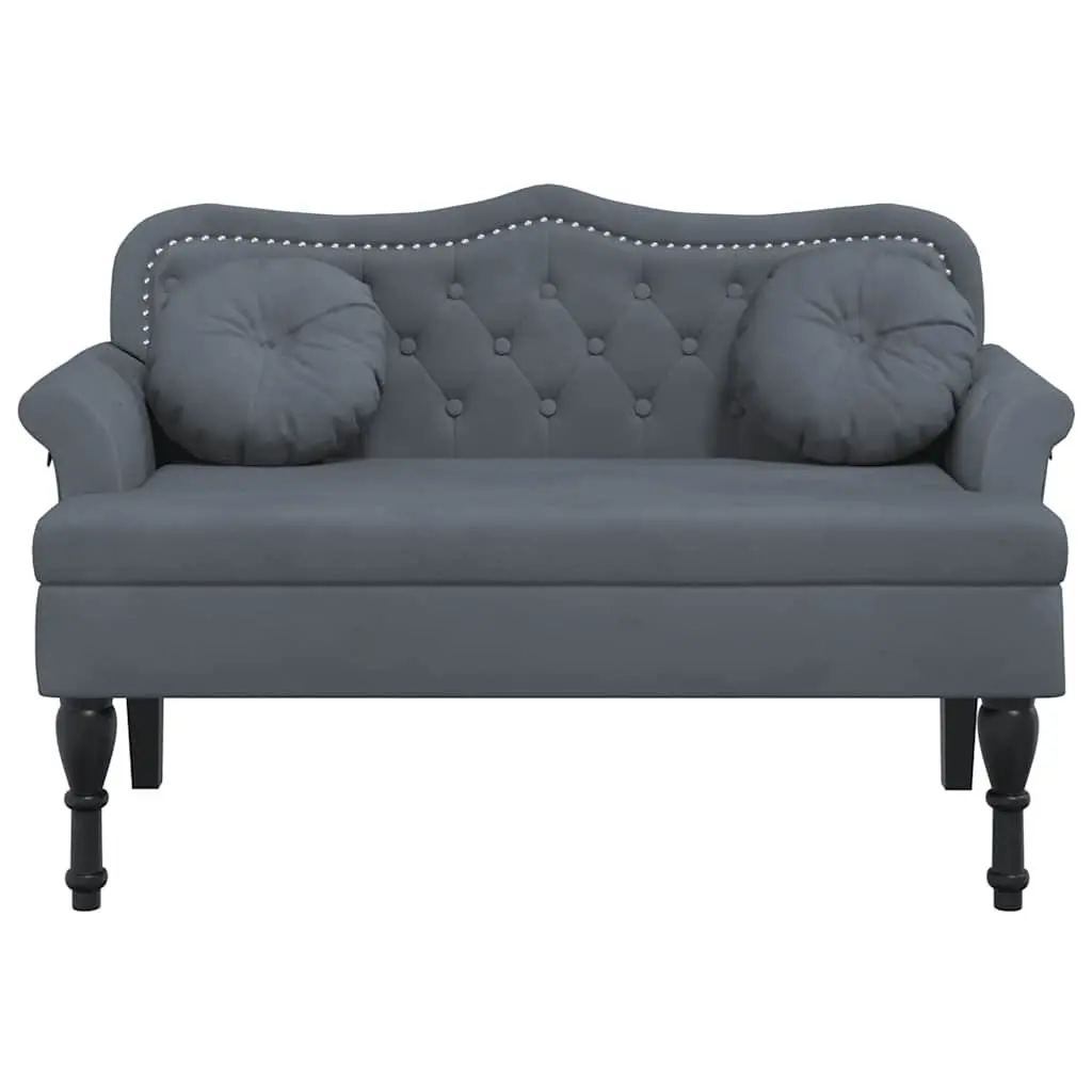 Grey Velvet Bench with Cushions