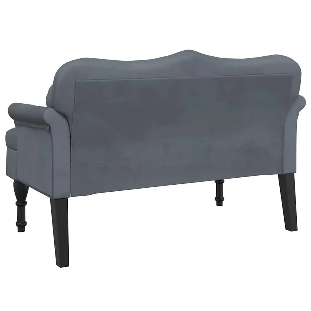 Grey Velvet Bench with Cushions