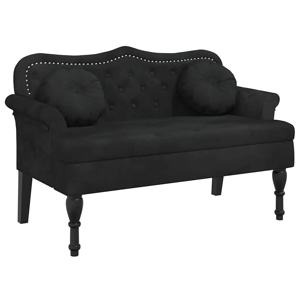 Black Velvet Bench with Cushions