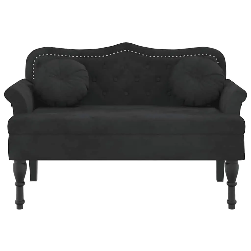 Black Velvet Bench with Cushions