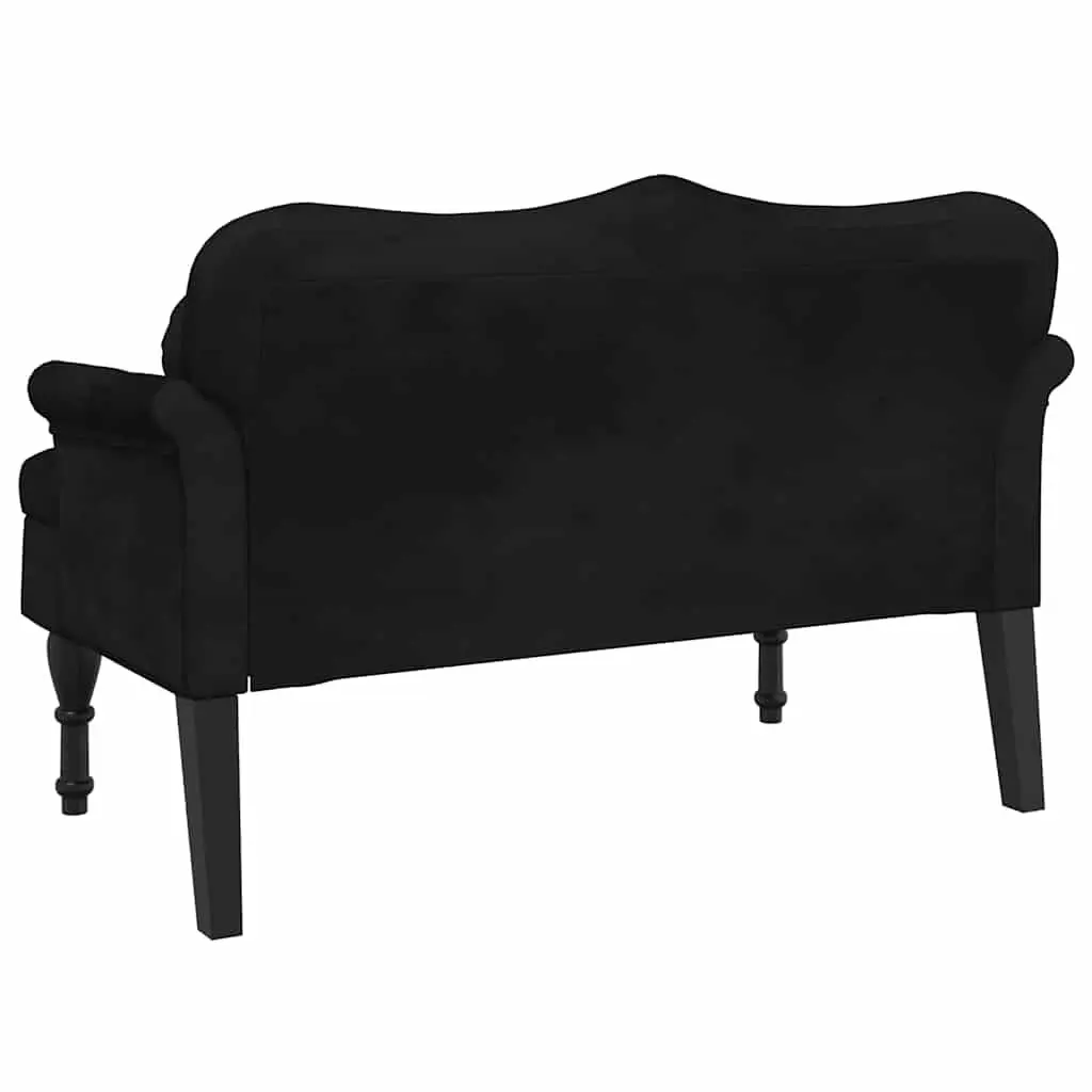 Black Velvet Bench with Cushions