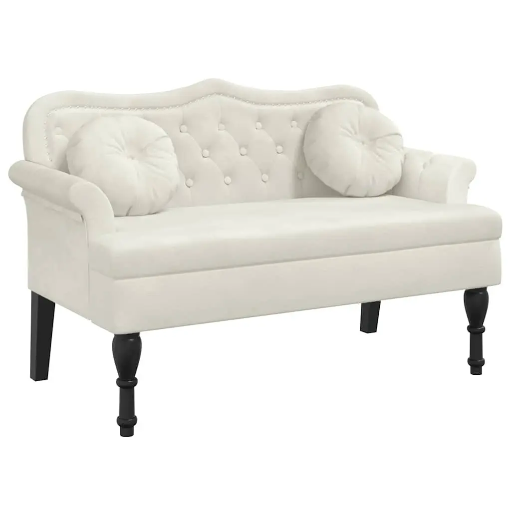 Cream Velvet Bench with Cushions