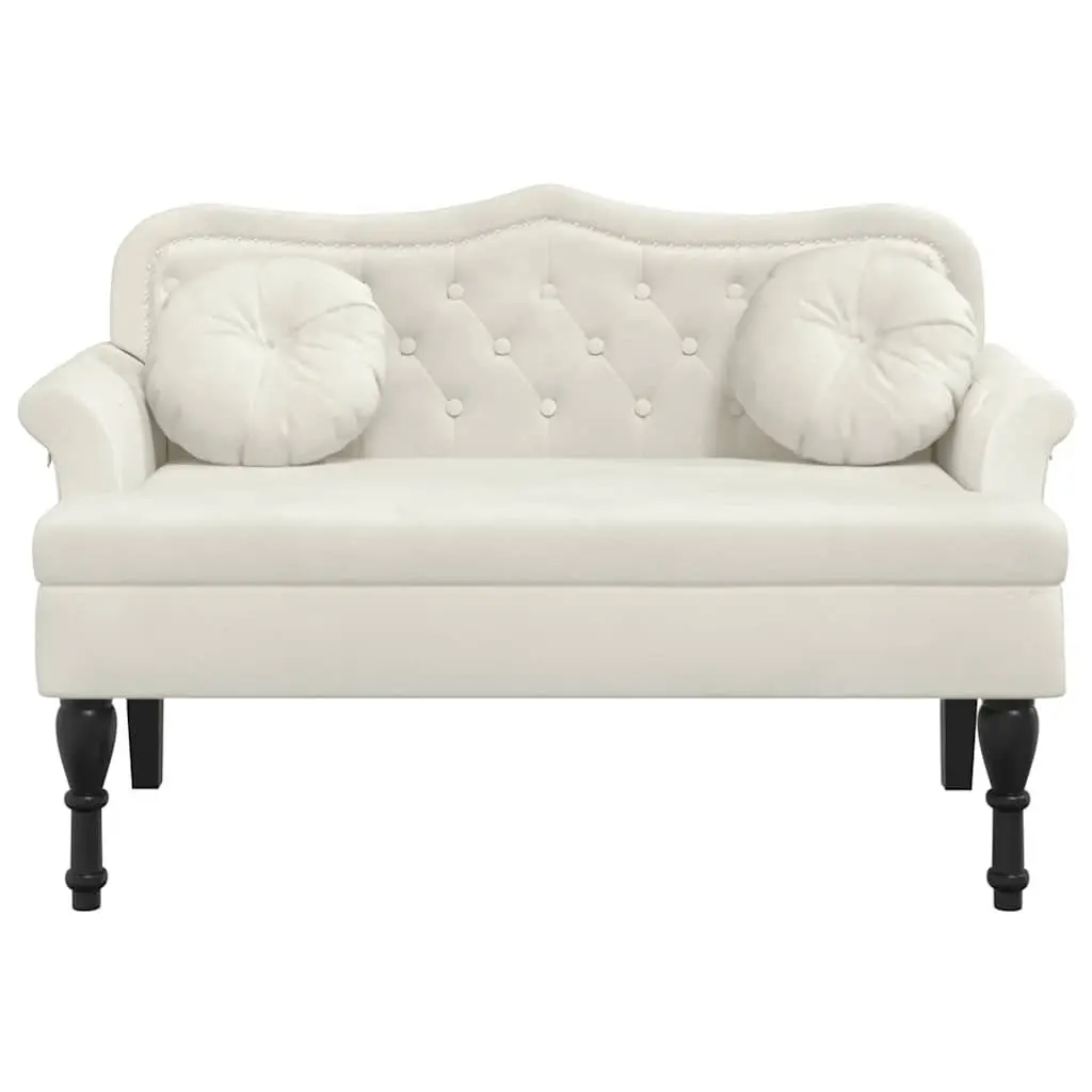 Cream Velvet Bench with Cushions