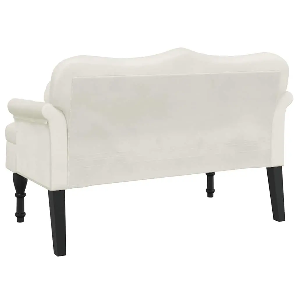 Cream Velvet Bench with Cushions