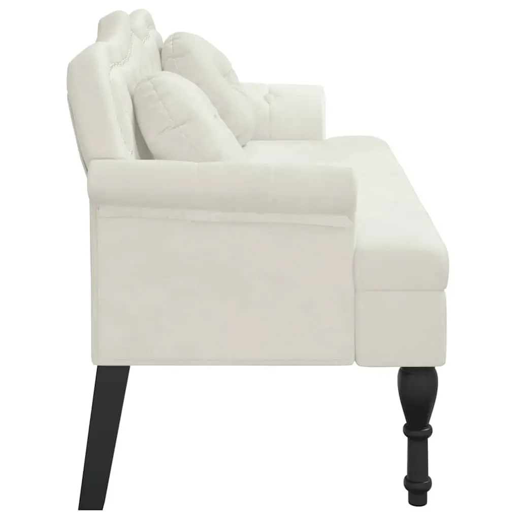 Cream Velvet Bench with Cushions