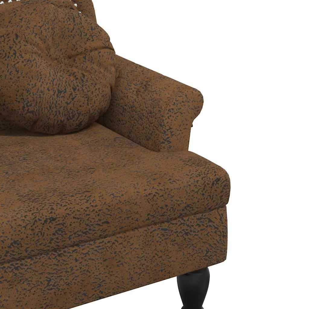 Brown Faux Suede Upholstered Bench with Cushions
